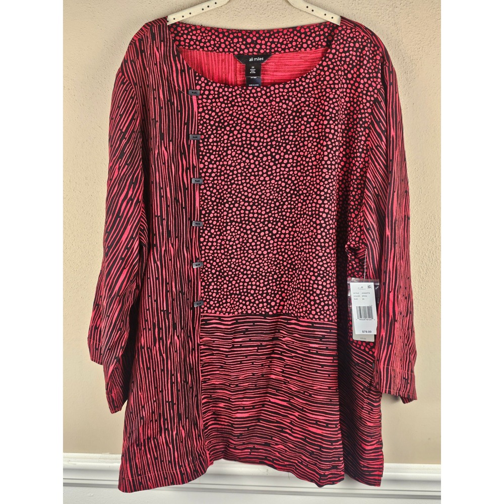 NWT Ali Miles Womens Red Black Artsy Top‎ 2X